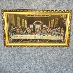 Royal Gallery‎ Las Vegas Last Supper Framed Tapestry Art Gold Ornate Frame 15x27